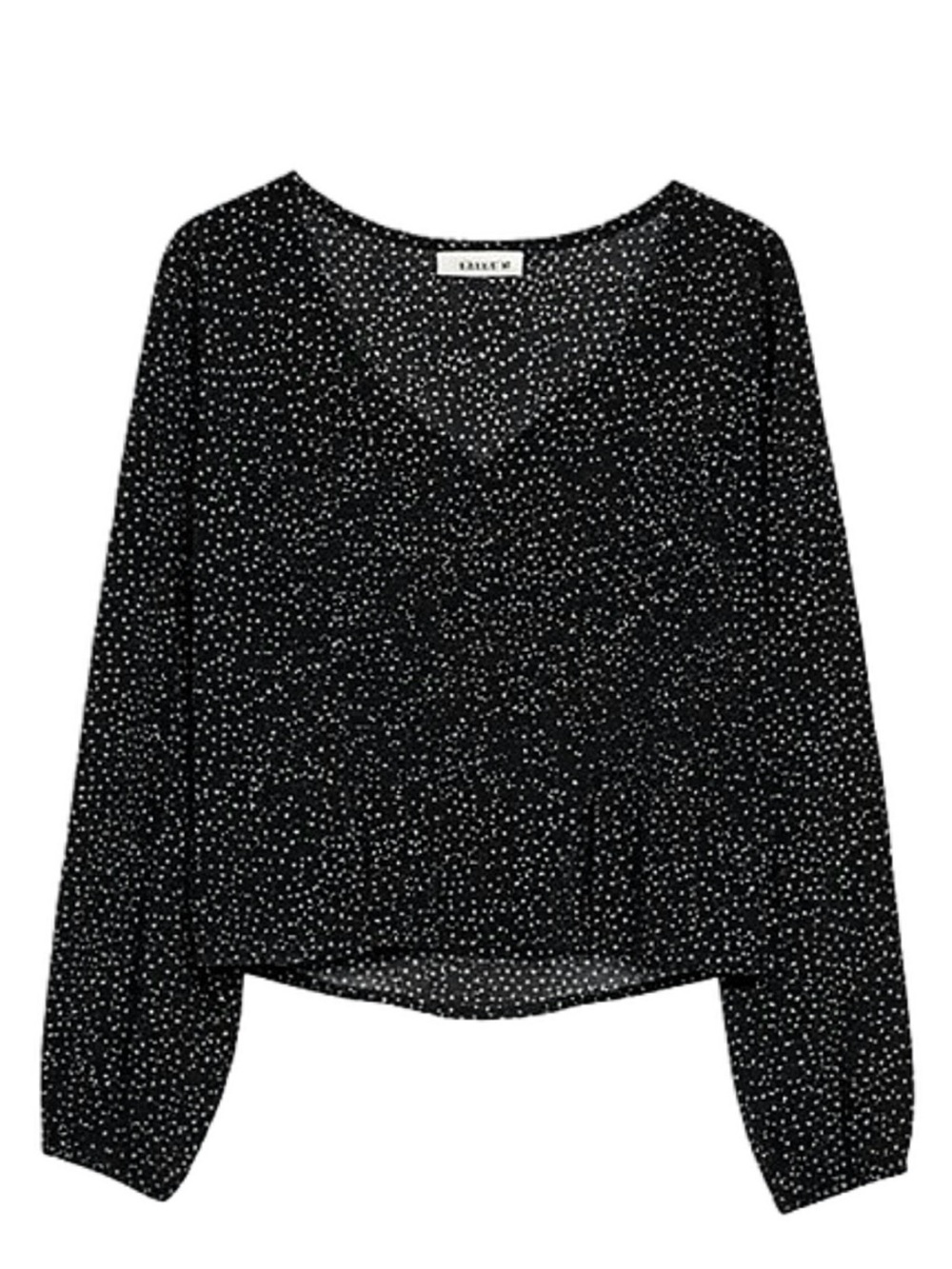 NWT Pull&Bear Black Blouse with White Dot Print